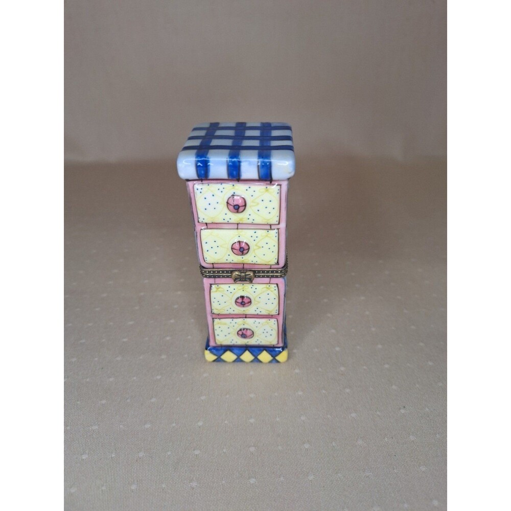 Vintage Two's Company Dresser Shaped Porcelain Collectible Trinket Box Floral